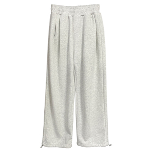 浅灰色白色女生抽绳运动卫裤美式束脚裤收脚裤加绒加厚裤子女冬季