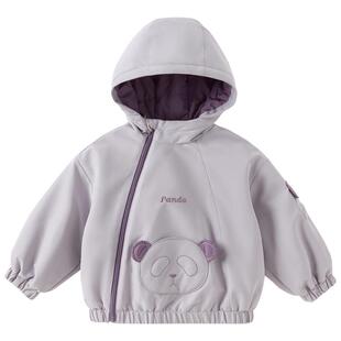 戴维贝拉男童三防外套儿童加绒上衣2026春装新款女童户外防风A类