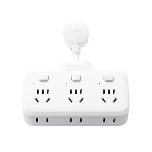 公牛插头转换器插座一转四六插孔多功能转角插头一分四拐弯插排插