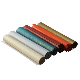 徽轩宣纸 四尺4尺蜡染鎏金纸彩色仿古宣纸半生半熟小楷作品用酒红色绿色米黄色宣纸小品书法纸写毛笔字用纸