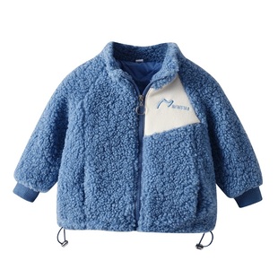 儿童2022冬款韩版羊羔绒外套男童加厚棉服女宝宝冬季加绒保暖衣服