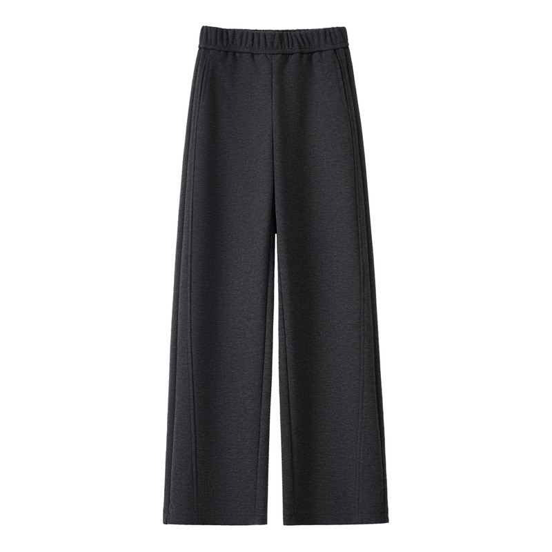 高级感羊毛呢弯刀裤女秋冬季新款宽松高腰显瘦垂感加绒阔腿休闲裤