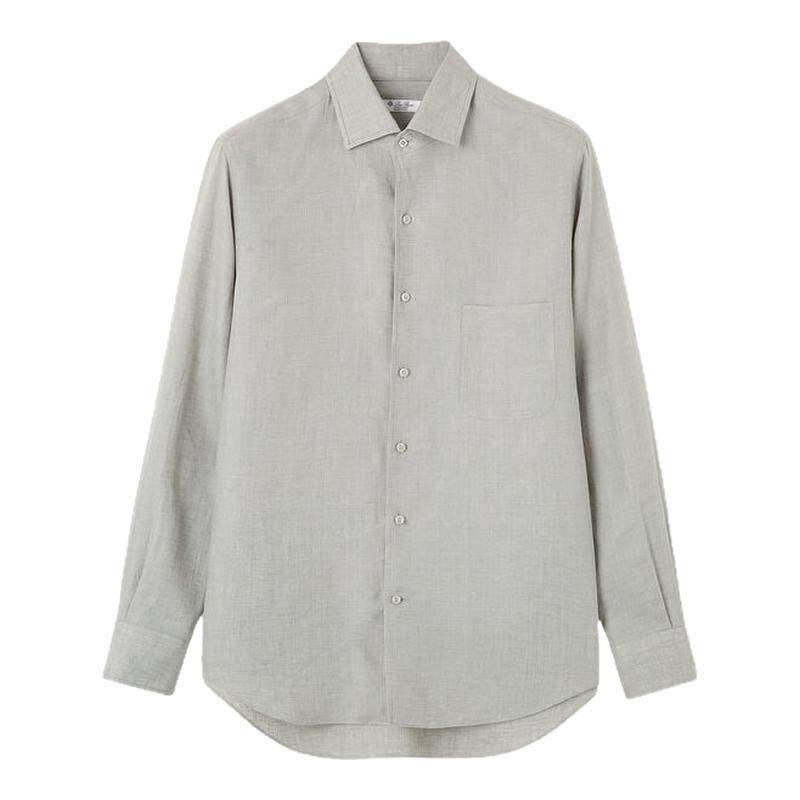 LoroPiana/诺悠翩雅男士长袖衬衫亚麻褶皱领口设计精致新款