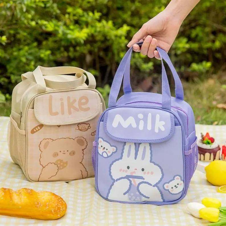 大容量儿童保温便当包 手提式卡通饭盒袋 学生带饭便当袋 户外便