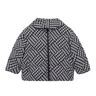 派町童装男童外套儿童字母满印三防连帽羽绒服2025新款中大童冬装