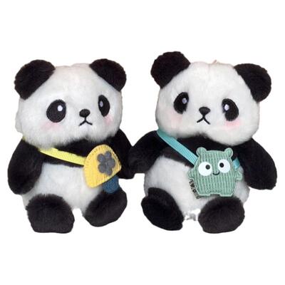 熊猫玩偶自行车装饰可爱电瓶车