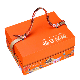 高档冷藏保鲜通用鲜炖燕窝礼盒即食鱼花胶海参丝巾手提盒瓶包装盒