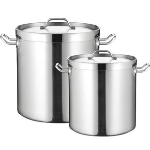 不锈钢圆桶带盖商用汤桶高身高汤锅加深大容量家用烧水卤桶熬汤锅