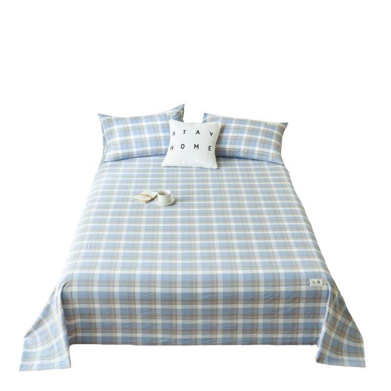 全棉床单单件100纯棉水洗棉夏季纯色格子单人被单学生宿舍三件套