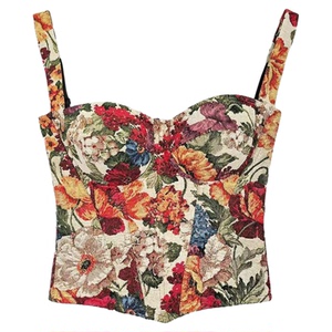 25801-运补6-8米带胸垫提花法式真鱼骨复古高级感抹胸