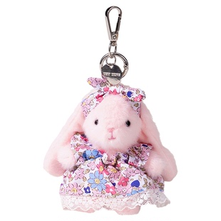 可爱碎花裙兔子钥匙扣挂件淑女兔玩偶小号公仔书包背包挂饰包挂链