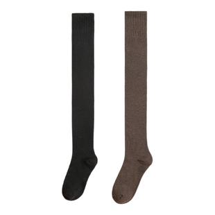 护膝袜套女秋冬加绒加厚毛圈过膝长袜冬季防风御寒保暖女士高筒袜