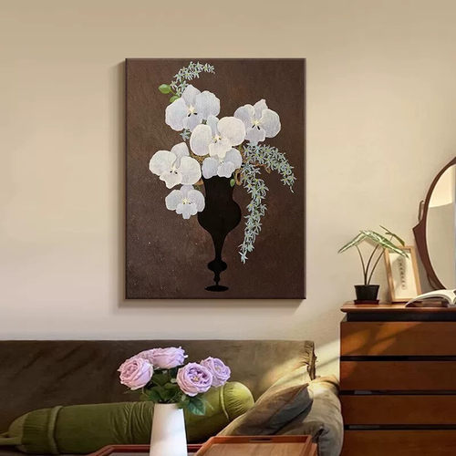 《君子如兰》中古风美拉德装饰画花卉卧室挂画复古高级感桌面摆画