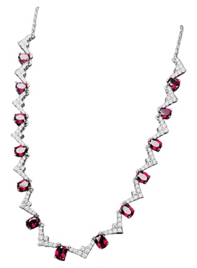 天然石榴石项链玫瑰金银色4乘5