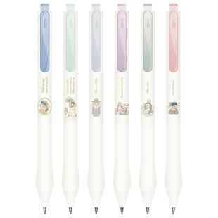 东米802油画兔按动笔中性笔黑笔顺滑水笔可爱卡通笔文艺风ins高颜值学生刷题笔双珠CS头黑色0.5mm办公签字笔