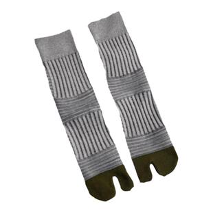 春夏女袜分趾袜个性双针立体线条拼色ins潮袜二趾袜复古中筒袜