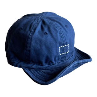 虚无主义中古风深蓝色绣花矩形软檐棒球帽男女短檐机修帽战俘帽潮