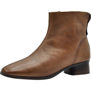 Artmu阿木原创复古粗跟加绒短靴女舒适百搭保暖女靴子2025新款