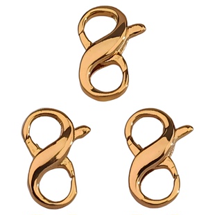 铜镀18K金纯银色8字弹簧扣保色手工DIY项链连接收尾扣饰品登山扣