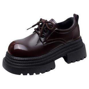 厚底乐福鞋女2025秋冬款英伦风增高小皮鞋百搭休闲时尚加绒大头鞋