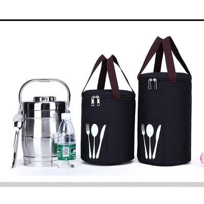 圆形保温饭盒袋手提大号保温桶袋子加厚铝箔保温袋圆筒时尚防水