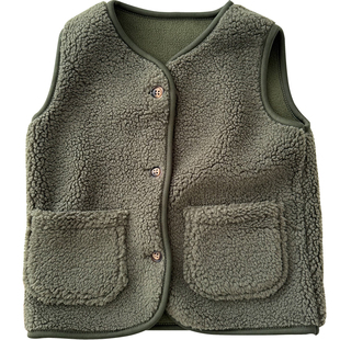 25新品男女童加绒马甲~儿童保暖摇粒绒背心中大童羊羔绒马夹坎肩