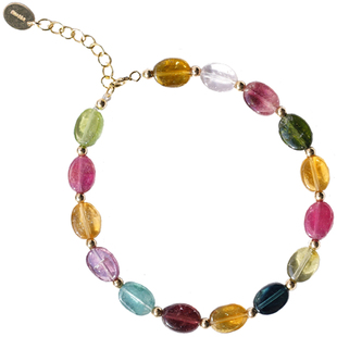 碧玺天然冰种水晶手链幸运彩虹手串桃花运招桃花旺夫石转运女正品