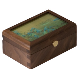 创意千里江山烤花玻璃实木10g小金条收纳盒长方形便携式黄金礼盒