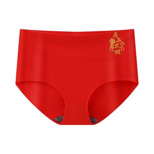 马年本命年大红色内裤女士纯棉高腰结婚全棉大码三角裤属马短裤头