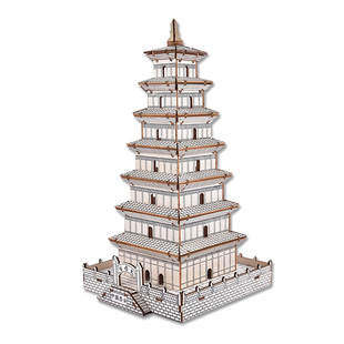 国潮榫卯结构3D立体拼装古建筑模型木质手工益智力拼插积木制拼图