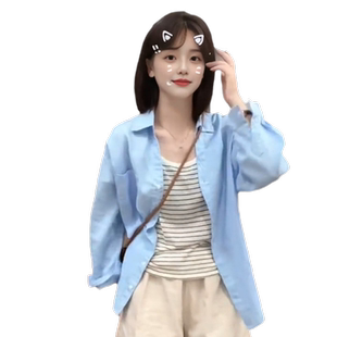 正品防晒亚麻白色衬衫女装2025春装新款宽松休闲棉麻衬衣开衫上衣