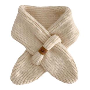 新款儿童围巾秋冬百搭纯色套口针织围巾男孩女孩保暖毛线交叉围脖