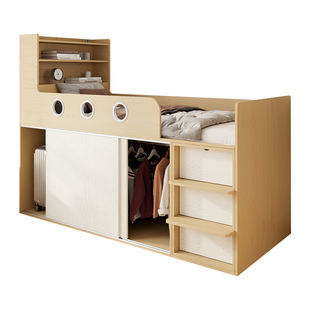 多功能带储物儿童榻榻米床头衣柜一体单人半高箱收纳床定制寄香港