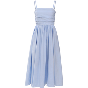 sincethen 法式长裙夏度假抹胸小裙子海边连衣裙蓝色吊带裙女夏季