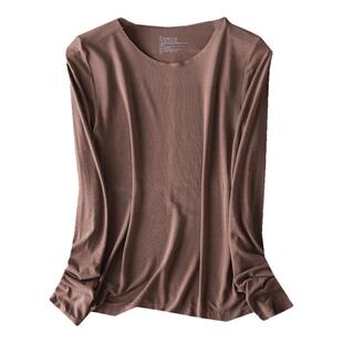 无痕薄款莫代尔面膜透气圆方领肌底上衣高弹力贴身柔软女士打底衫