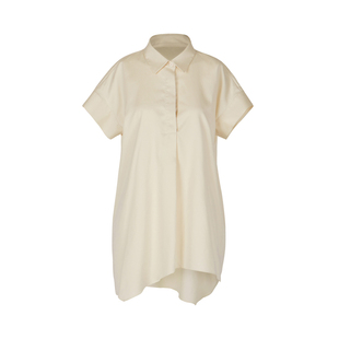 LESS短袖衬衫女含桑蚕丝简约休闲套头白色衬衣2M7210010