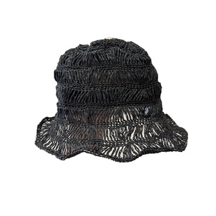 韩国设计款草编镂空盆帽草帽女春夏可折叠手工编织出游凉帽渔夫帽