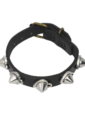 银色合金线条爱心伞形钉朋克细长窄皮革手链中性装饰品手镯潮手环