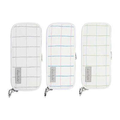 国誉格子印象笔袋双拉链大容量