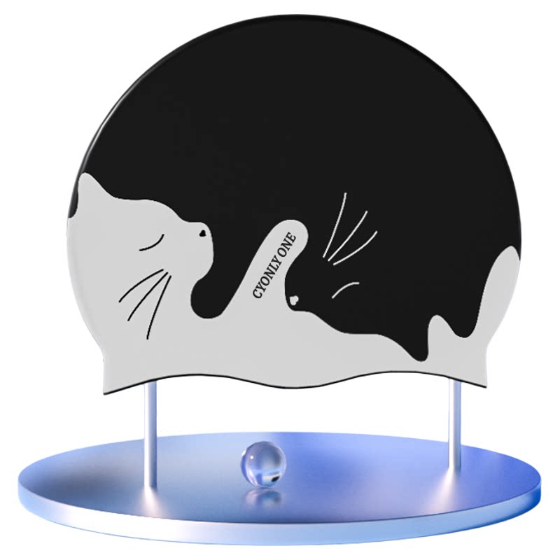 是只会游泳的喵哇硅胶柔软游泳帽