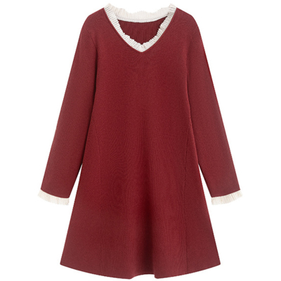 长短款减龄花边显瘦毛衣连衣裙