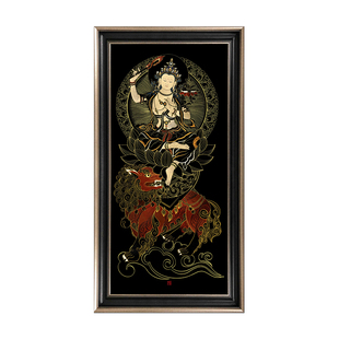 伏羲女娲九尾狐精卫填海壁画手绘彩釉瓷板画客厅玄关装饰画挂画