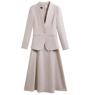职业连衣裙两件套女秋季高级感气质主持人正装西装套装裙西服外套