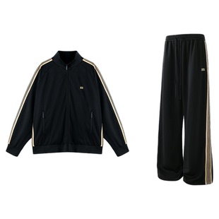 BJHG不计后果运动套装男款秋冬潮牌宽松裤子三条杠休闲外套夹克女