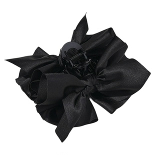 大蝴蝶结抓夹饱满后脑勺显发量公主头黑色布艺鲨鱼夹高级感盘发夹