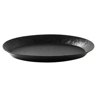 米立风物椭圆形黑盘子高级感酒店摆盘餐盘菜盘家用鱼盘陶瓷餐具