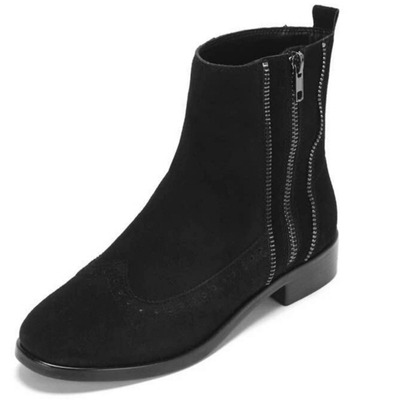 Aerosoles爱柔仕雕花皮中靴短靴