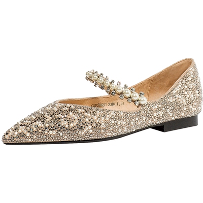 cdf女鞋小香风法式珍珠水钻