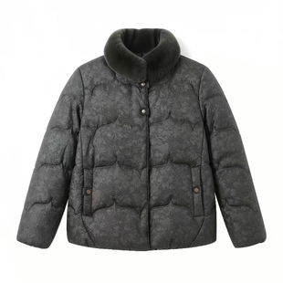 40岁50中老年女装2026年新款冬季保暖獭兔毛领90白鸭绒羽绒服外套