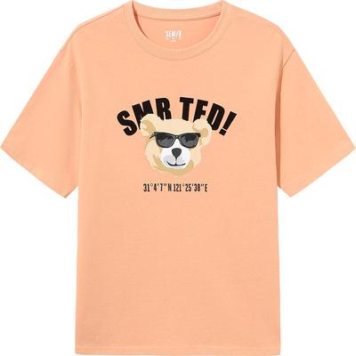森马短袖T恤男夏季小熊印花亲肤透气舒适纯棉简约休闲风针织上衣